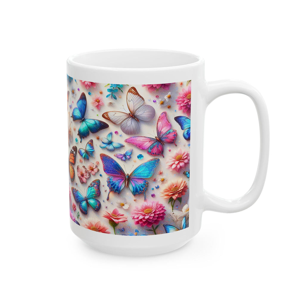 Colorful Butterfly Pattern Mug | Floral Kaleidoscope Ceramic Mug, Mother's Day Sale