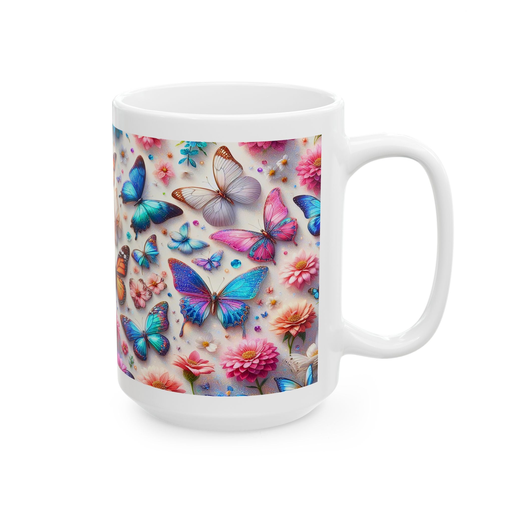 Colorful Butterfly Pattern Mug | Floral Kaleidoscope Ceramic Mug, Mother's Day Sale