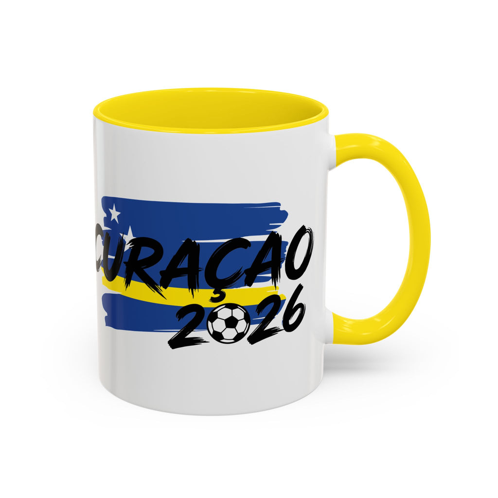 Curaçao 2026 Soccer Flag Accent Coffee Mug | 11oz 15oz,Soccer World Cup 2026, Gift For Dad