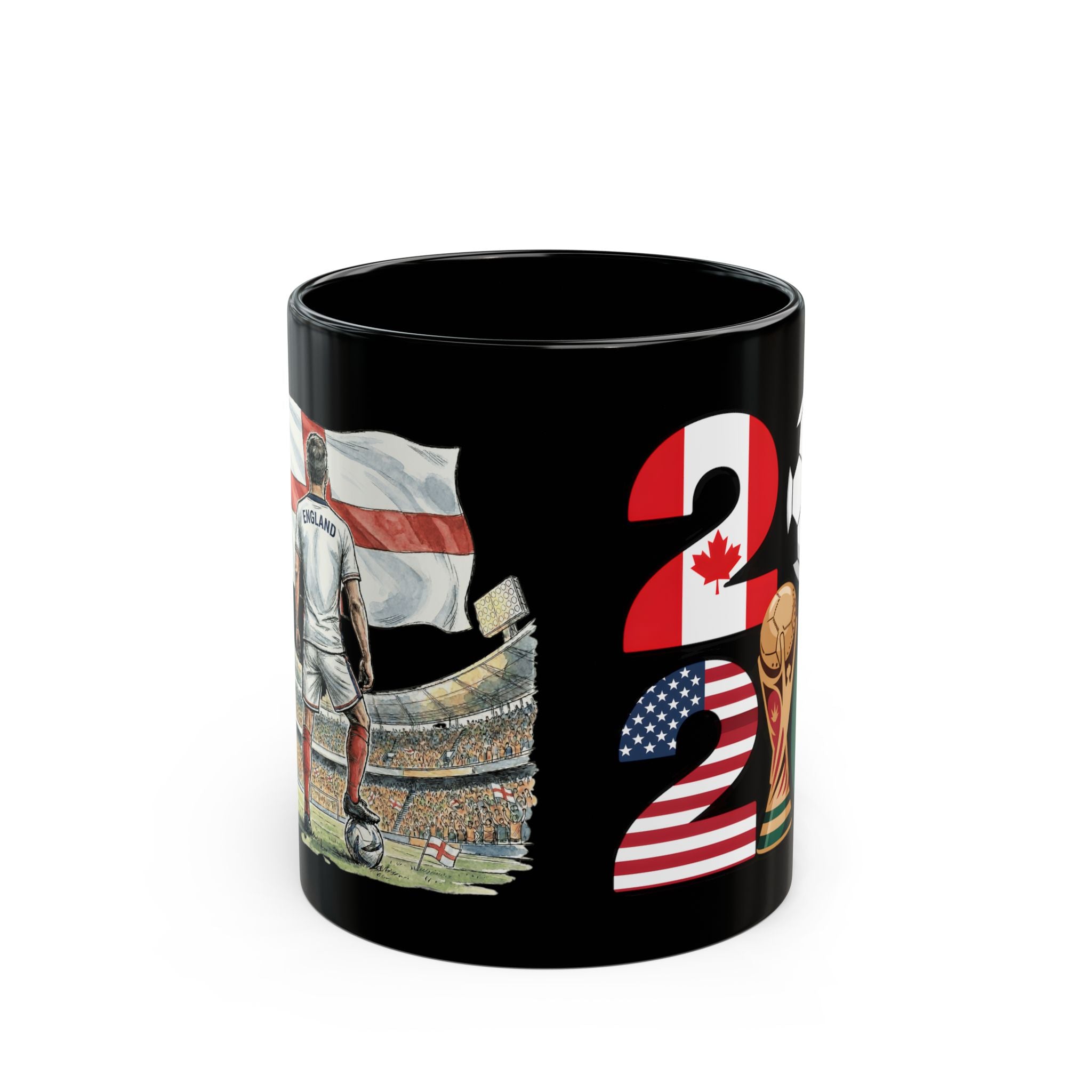England World Cup Soccer Mug, Black Ceramic Coffee Cup, Gift For Dad