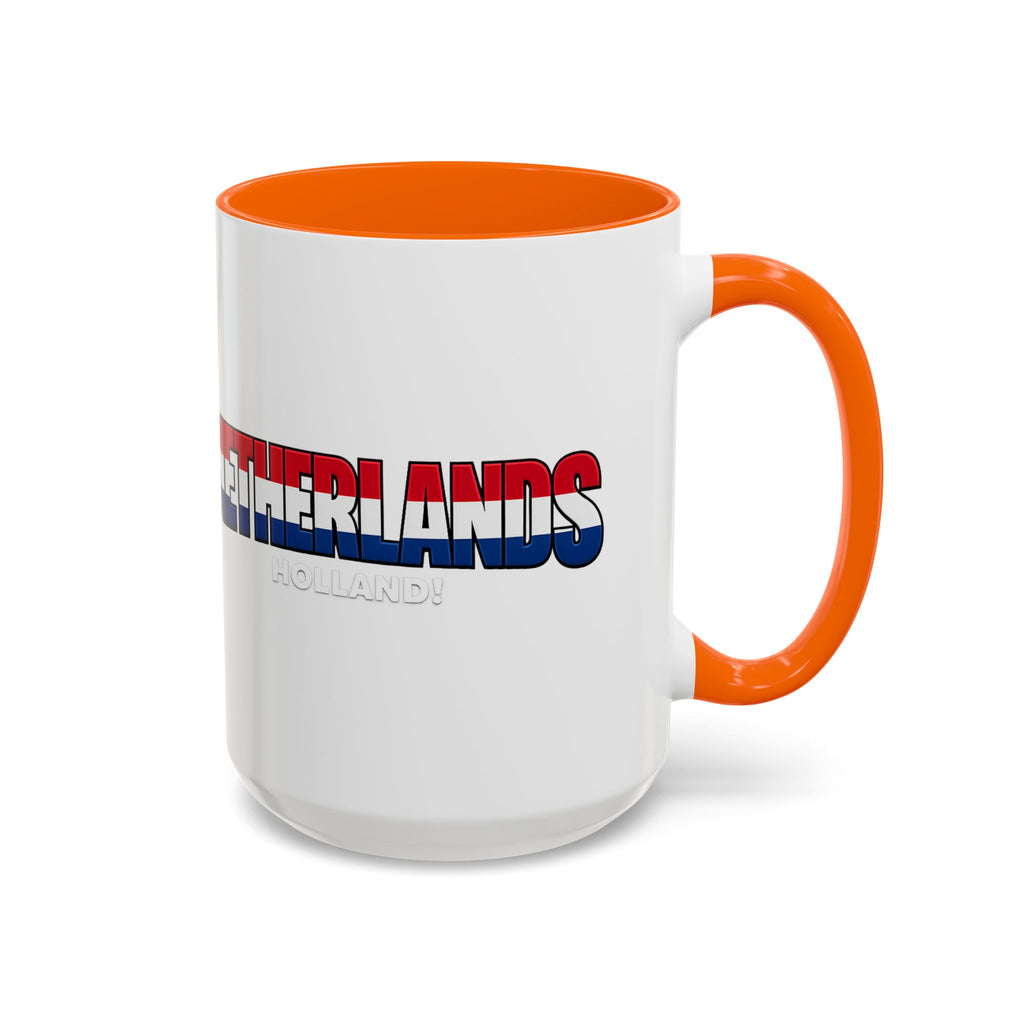Netherlands Flag Text Coffee Mug | Accent 11oz 15oz, World Cup 2026, Gift for Dad