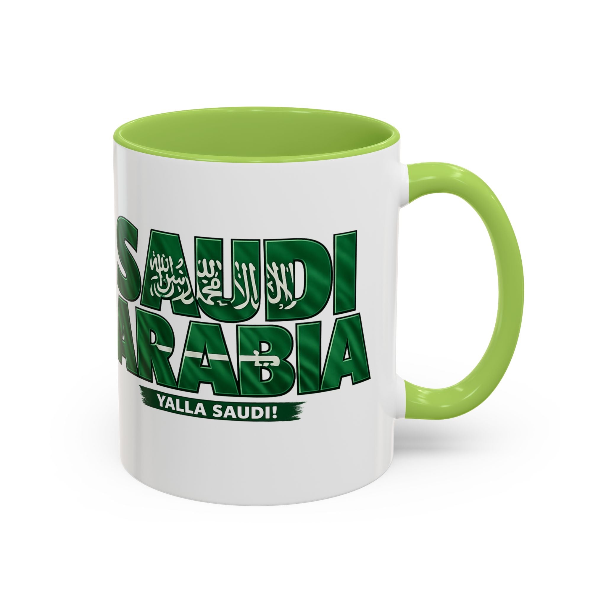 Saudi Arabia Typography Mug | Accent Coffee Mug, Green National Design, Soccer World Cup 2026, Gifts for Dad