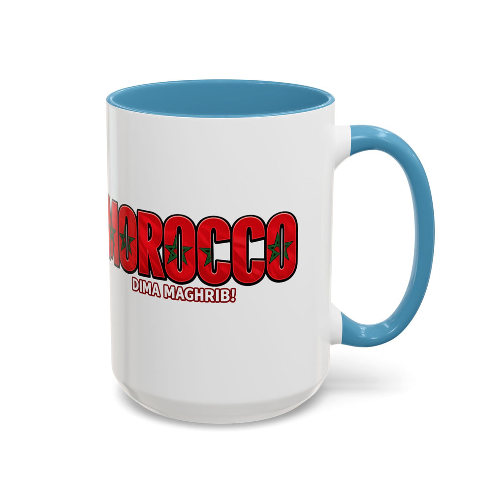 Morocco Flag Text Coffee Mug | Accent Coffee Mug (11, 15oz), World Cup 2026, Gifts for Dad