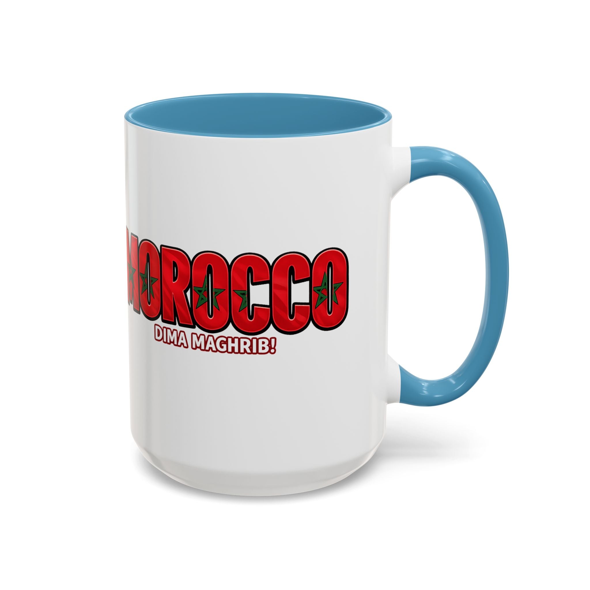 Morocco Flag Text Coffee Mug | Accent Coffee Mug (11, 15oz), World Cup 2026, Gifts for Dad