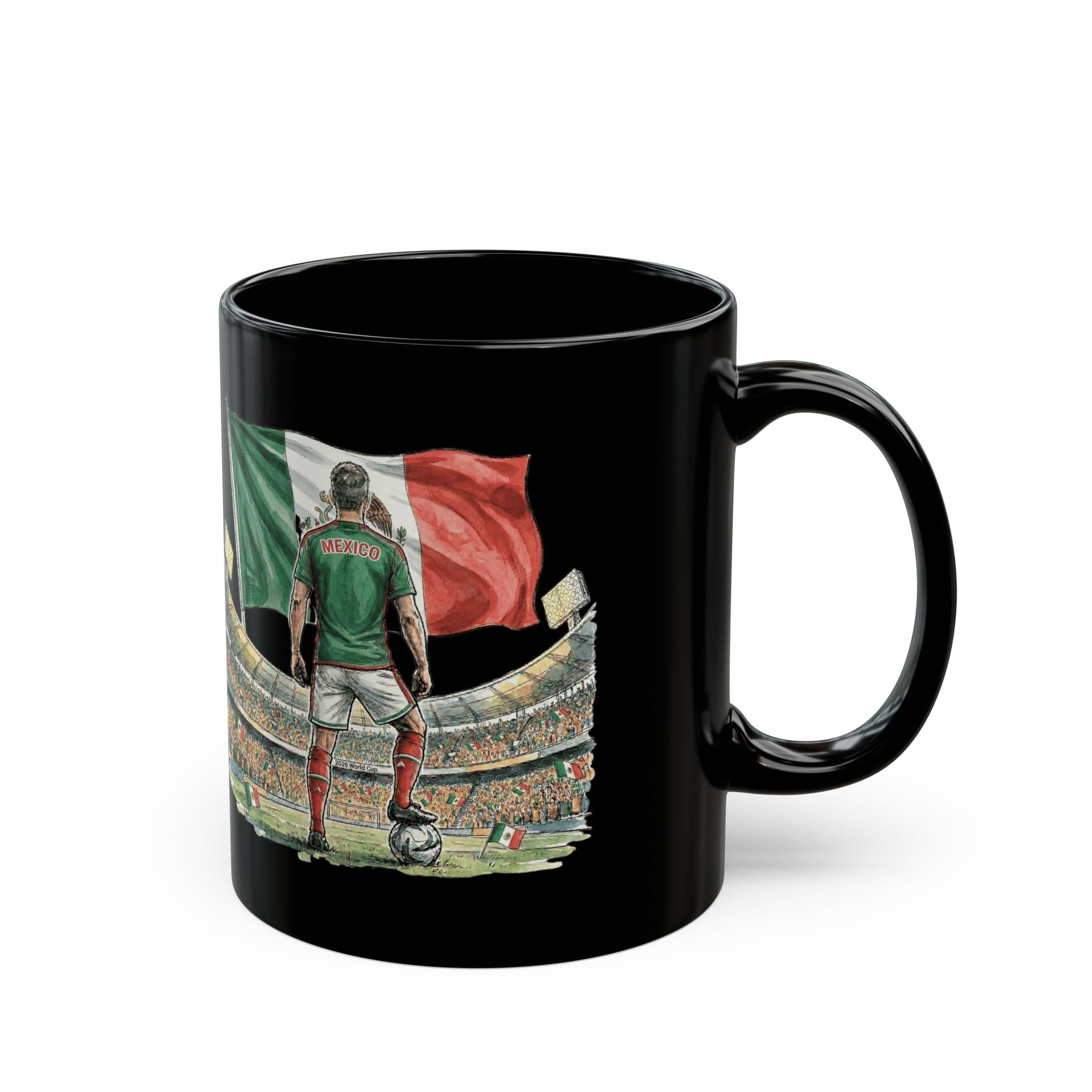 Mexico Soccer Player Mug | Black Ceramic Coffee Cup, World Cup 2026, Gift for Dad