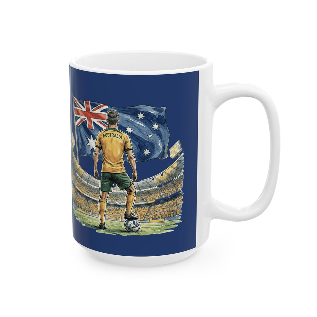 Australian Cricket Stadium Illustration Mug,  Flag & Crowd Ceramic Mug, World Cup 2026