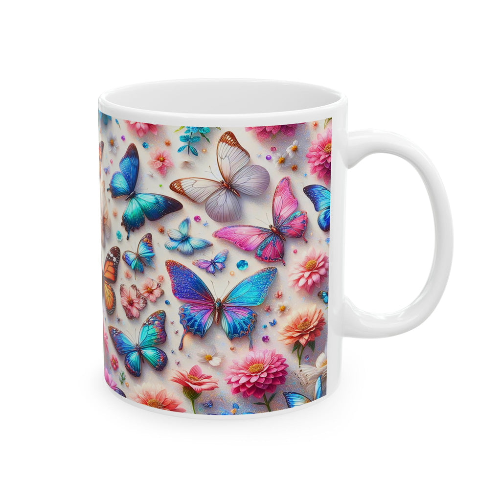 Colorful Butterfly Pattern Mug | Floral Kaleidoscope Ceramic Mug, Mother's Day Sale