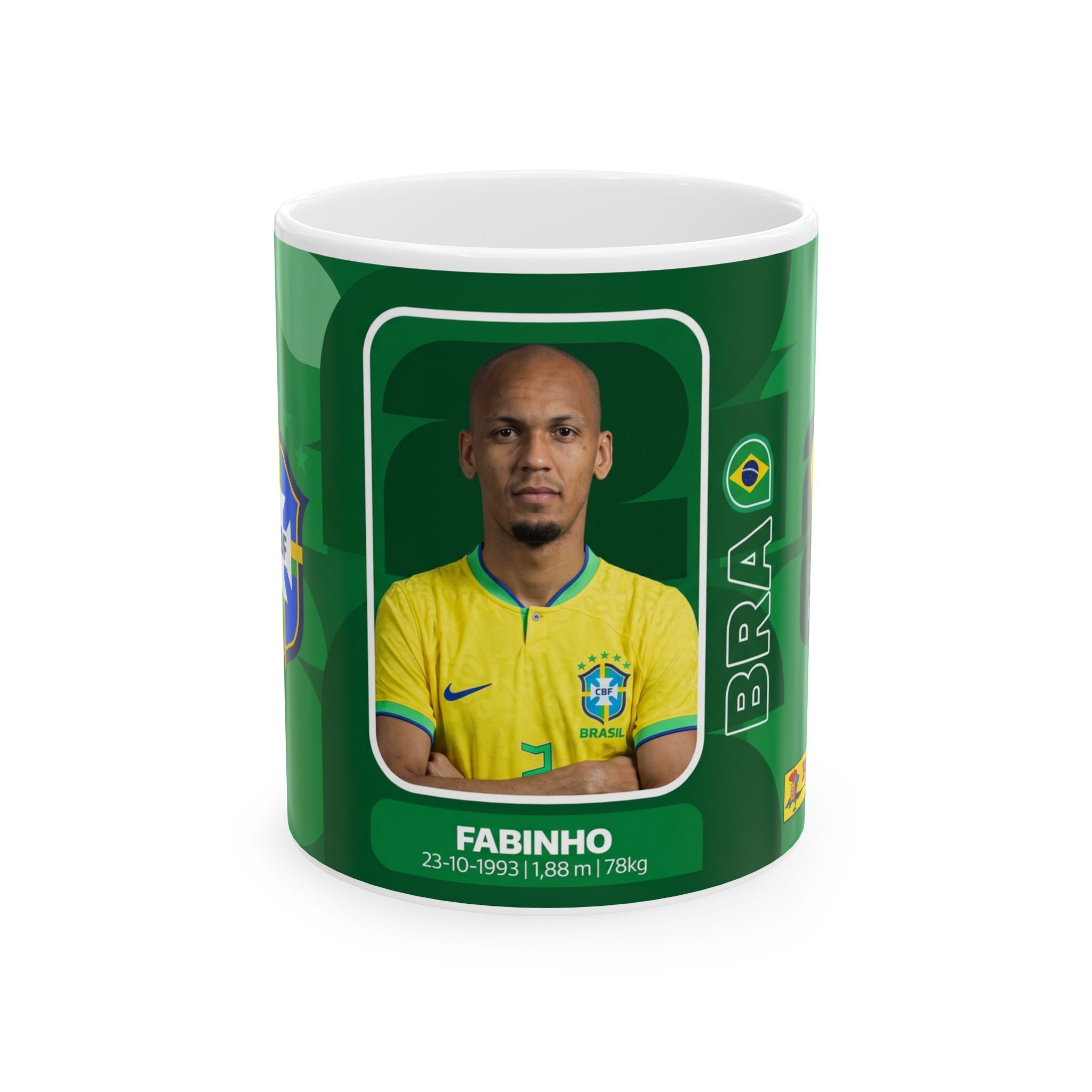 Brazil Soccer Player Fabinho Ceramic Mug – Coffee Cup (11oz/15oz), World Cup 2026 Mugs