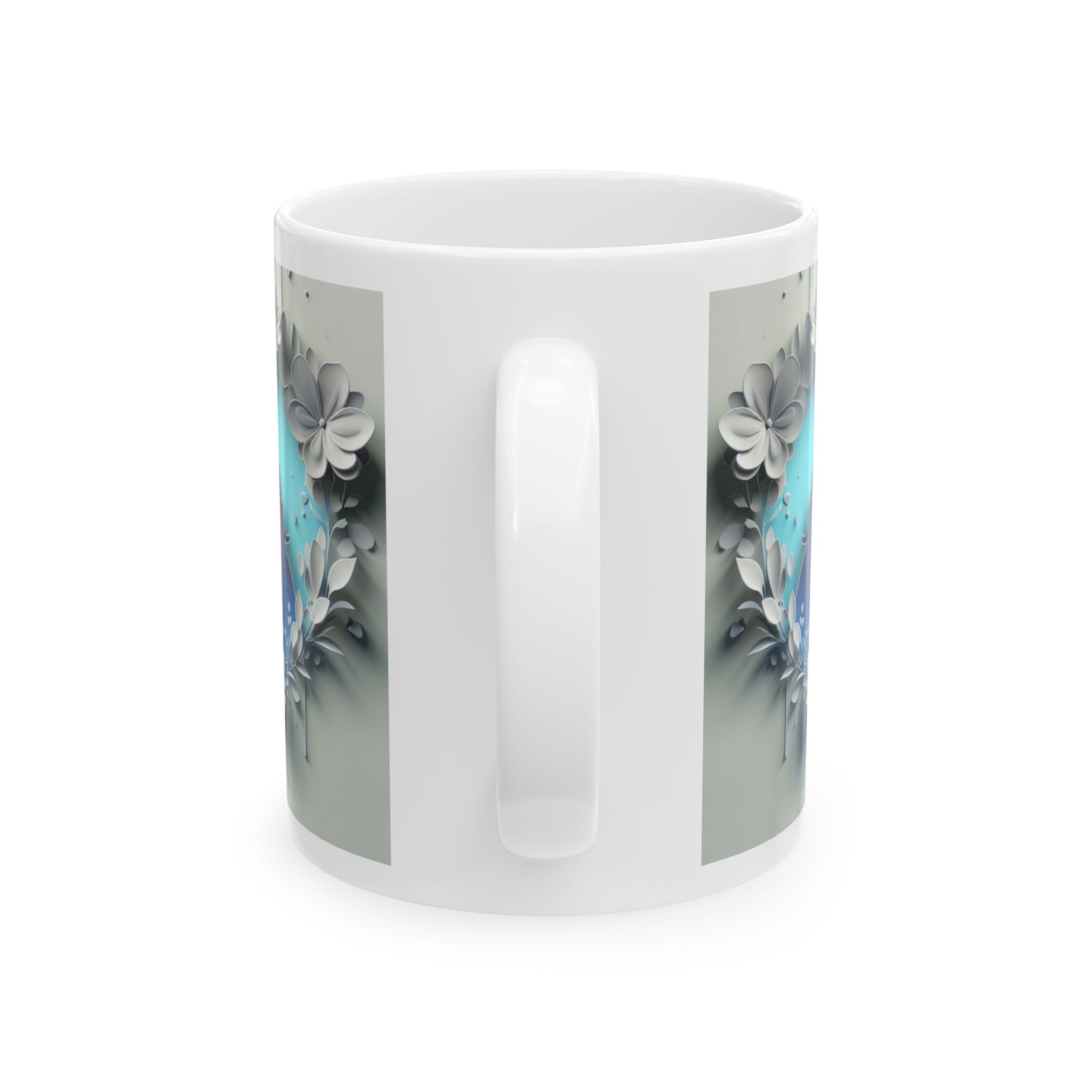 Silhouette Moon Scene Mug | Blue Night Sky, Floral Wreath Ceramic Mug, Mother's Day Sale