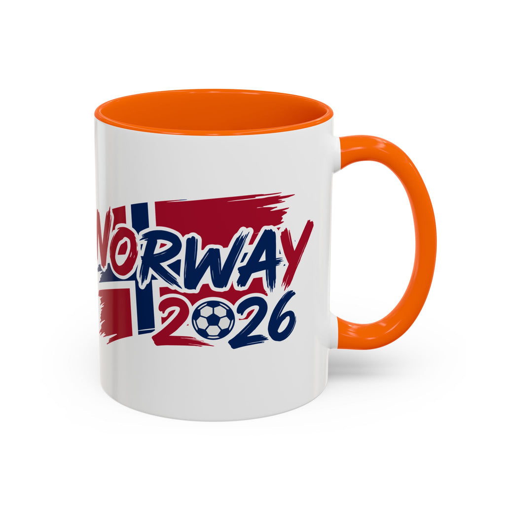 Norway 2026 Soccer Flag Accent Coffee Mug | 11oz 15oz, World Cup 2026, Gift for Dad