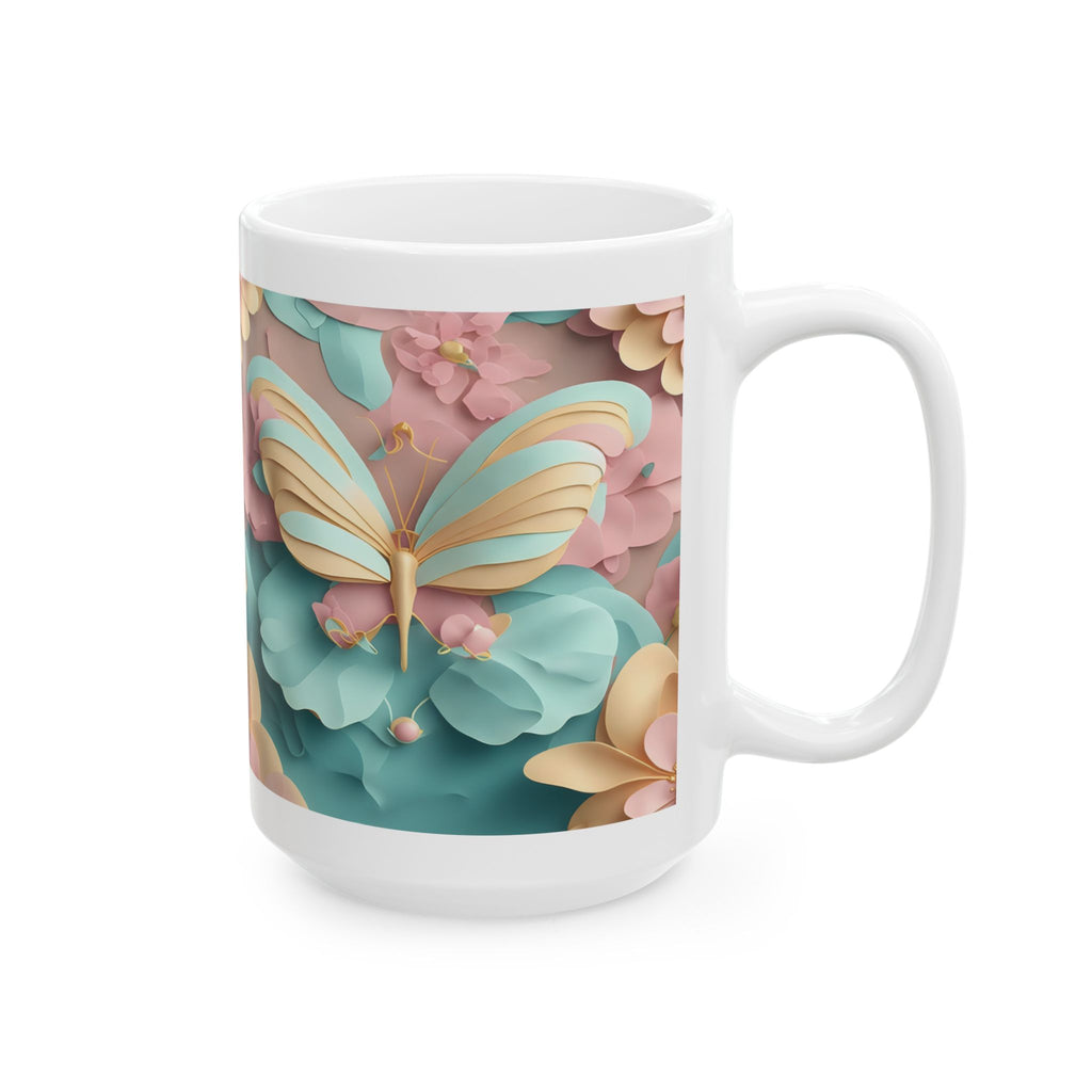 Pastel 3D Floral Pattern Mug | Ceramic Coffee Cup, Mother's Day Sale