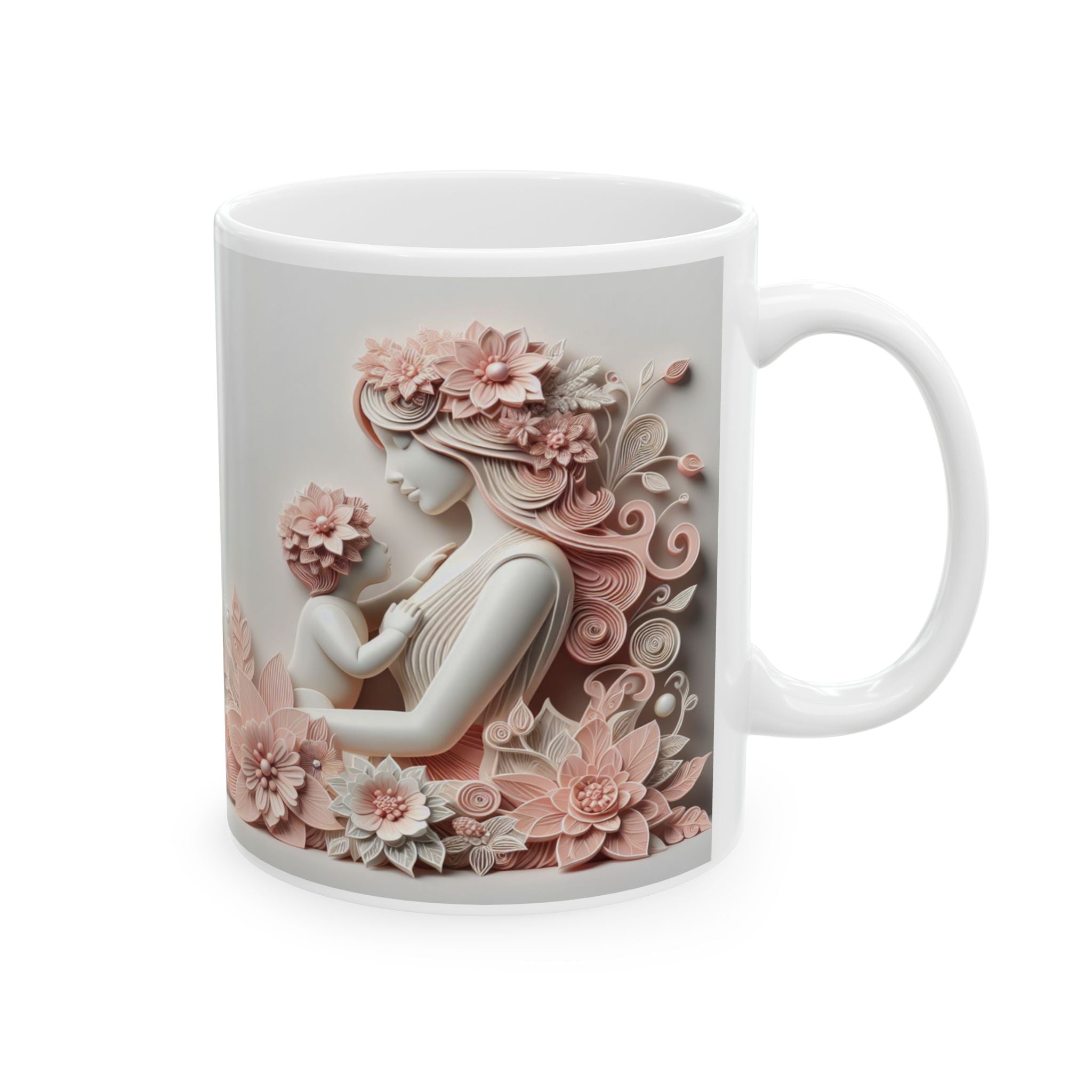 Blush Floral Baroque Mug | Ceramic Coffee Cup, Mother's Day Sale