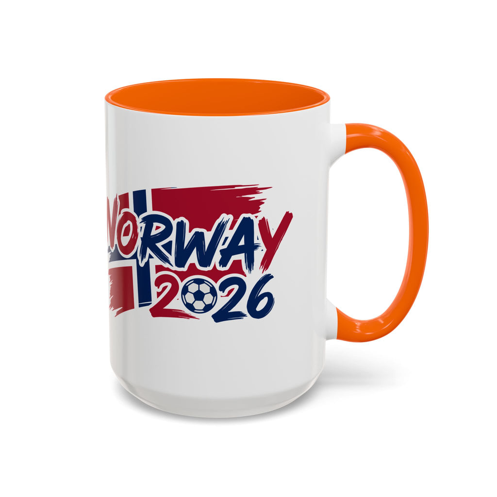 Norway 2026 Soccer Flag Accent Coffee Mug | 11oz 15oz, World Cup 2026, Gift for Dad
