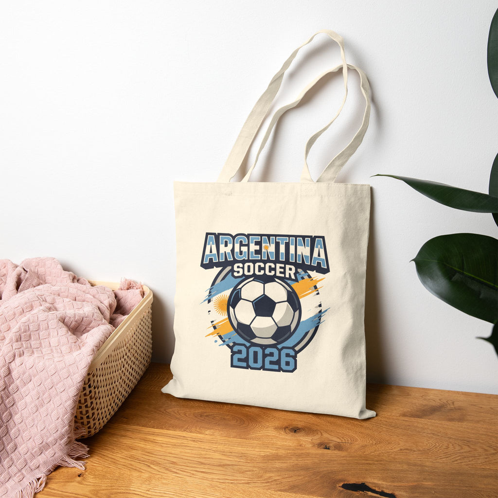 Argentina Soccer 2026 Tote Bag,  World Cup Football Design, Mother's Day Gift