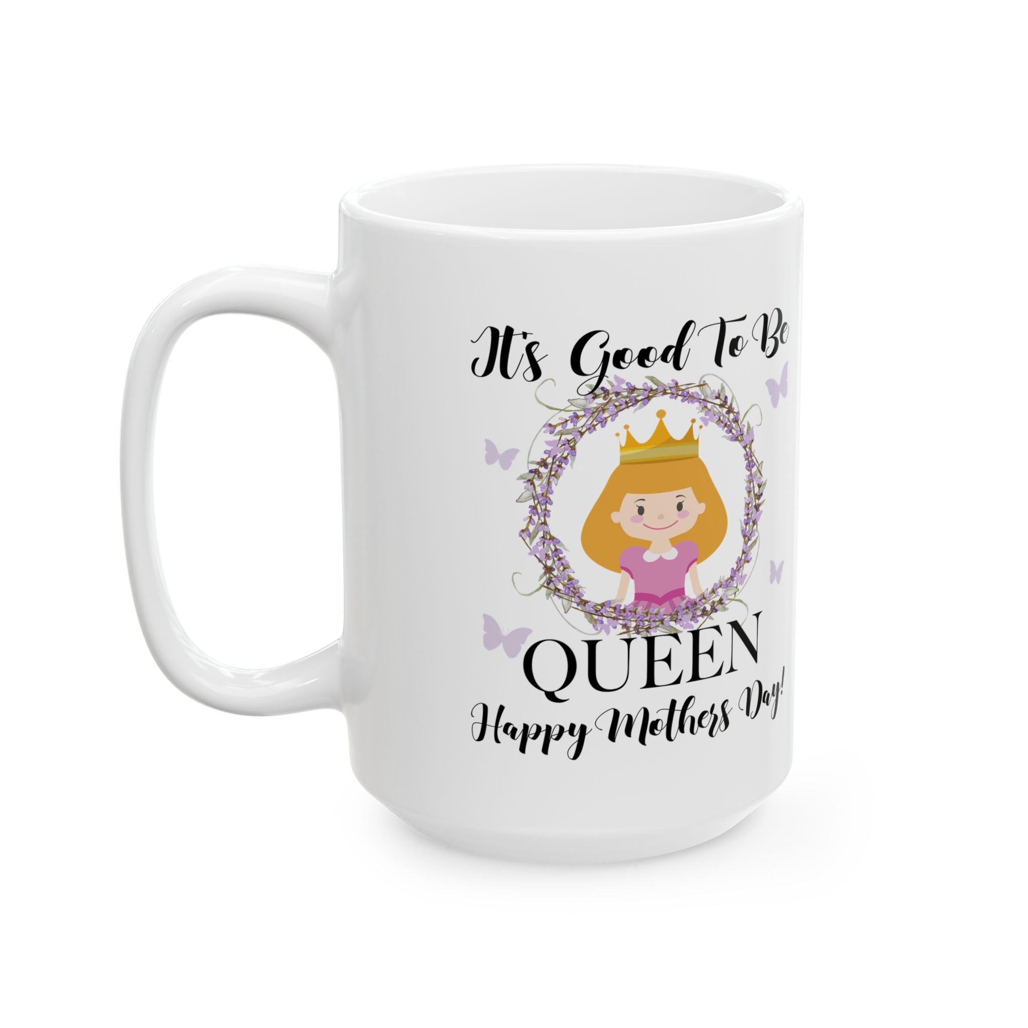 Queen Illustration Mug, Mother's Day Floral Crown, Ceramic Mug, Gift For Mom