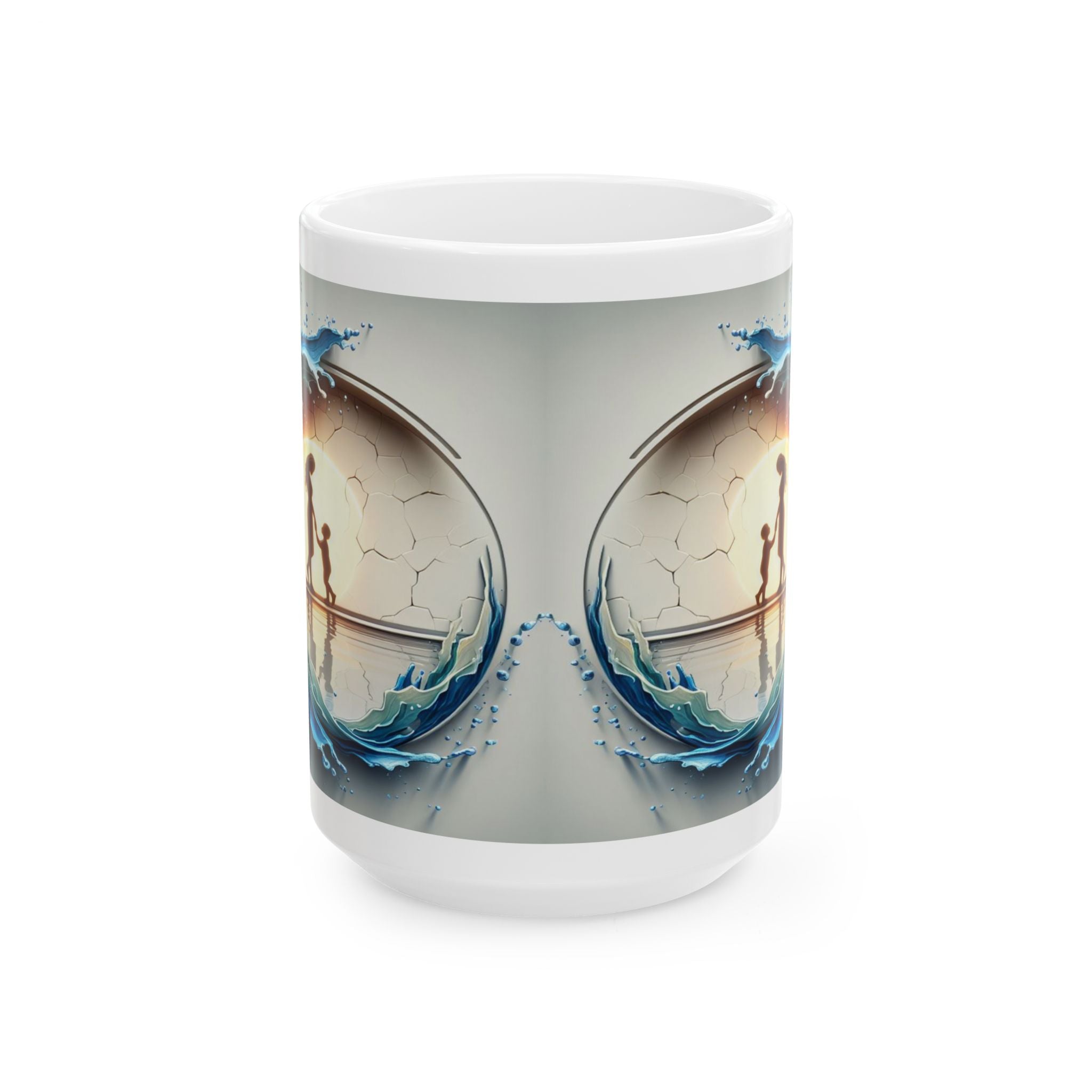 Ocean Wave Globe Illustration Mug | Ceramic Coffee Cup, Mother's Day Sale