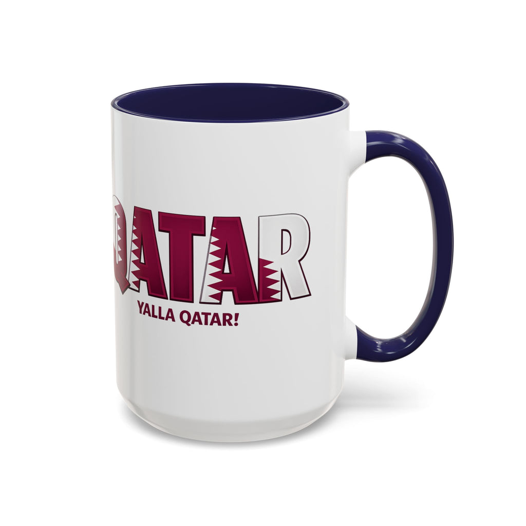 QATAR Yalla Qatar! Accent Coffee Mug | 11oz 15oz, Soccer World Cup 2026, Gifts for Dad