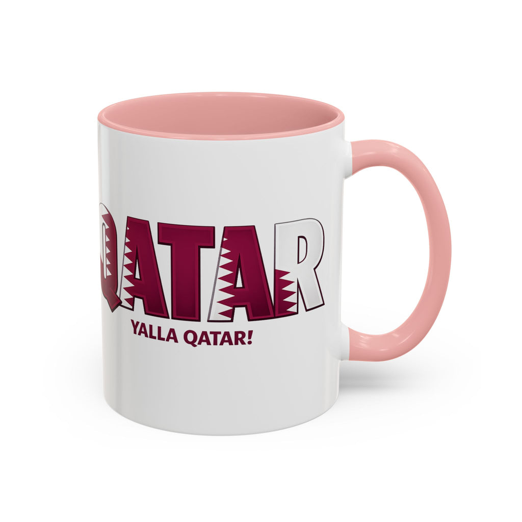 QATAR Yalla Qatar! Accent Coffee Mug | 11oz 15oz, Soccer World Cup 2026, Gifts for Dad