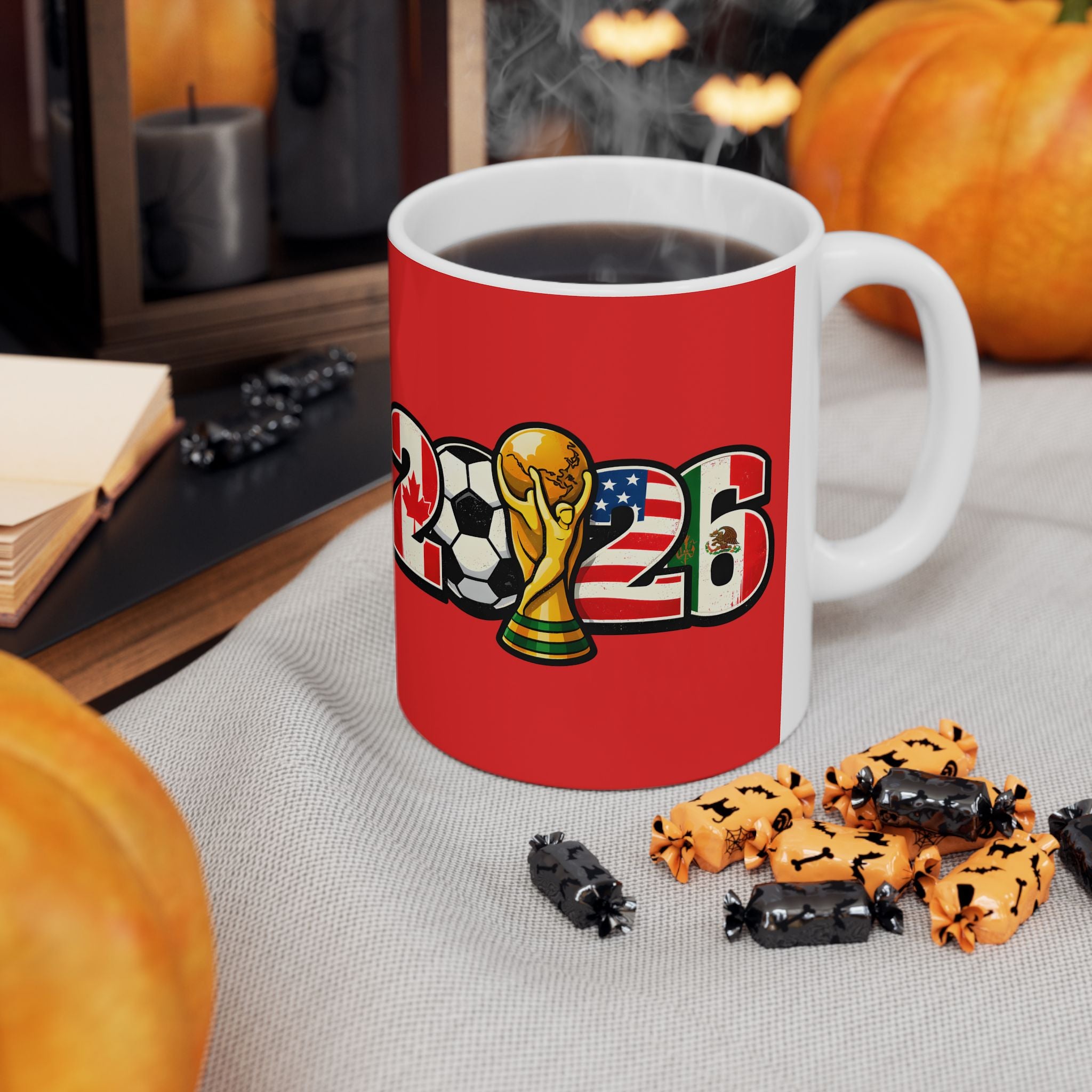 Morocco World Cup 2026 Mug, Red Ceramic Coffee Cup, Morocco Flag, Gift For Soccer Fan