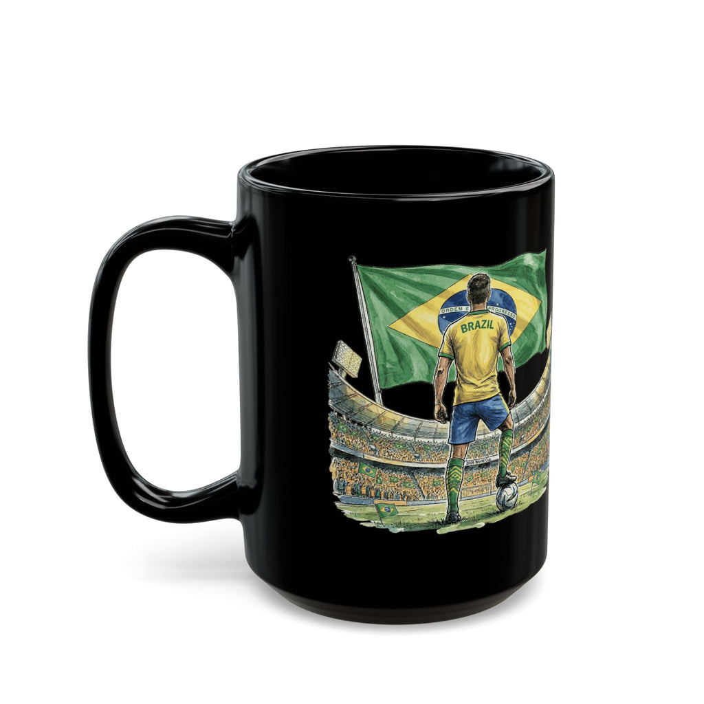 Brasil Soccer World Cup Mug | Black Ceramic Coffee Mug, Gift for Dad