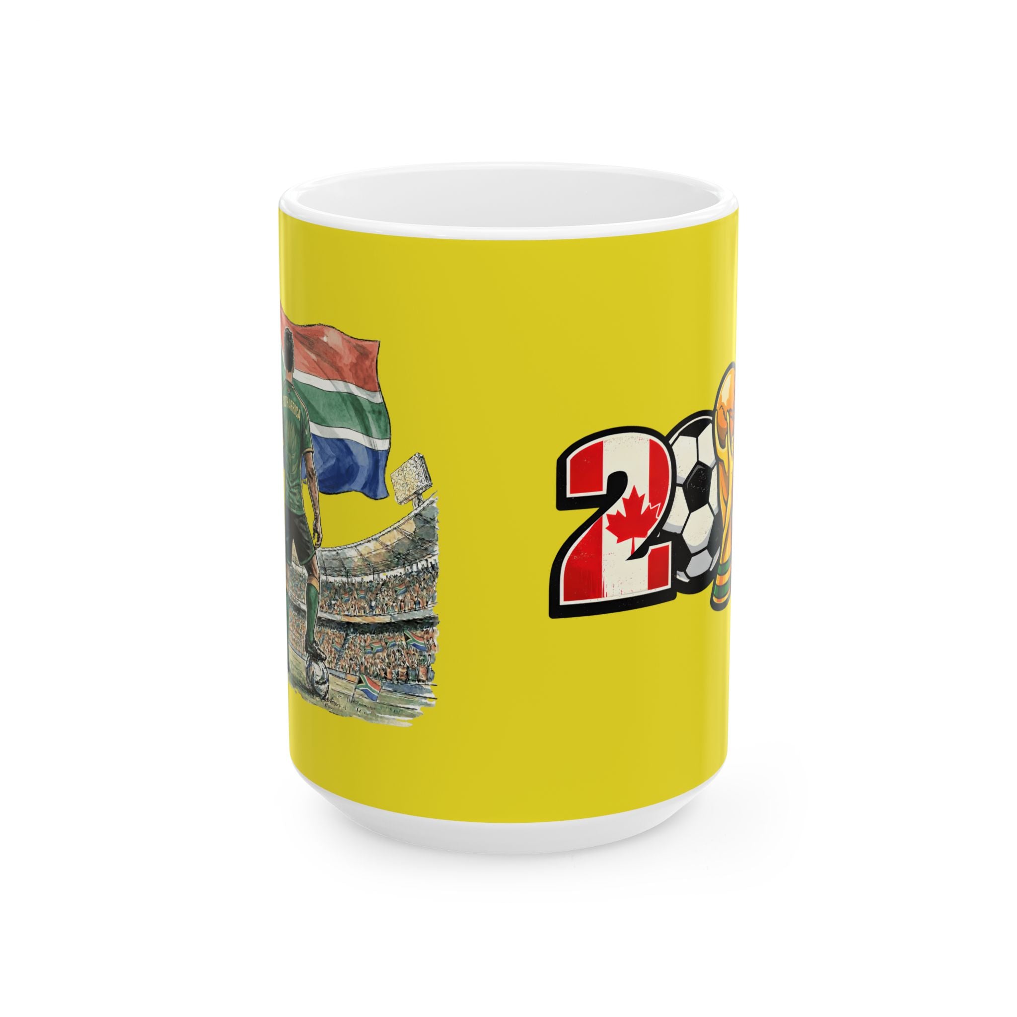 South Africa World Cup 2026 Mug, Yellow Ceramic Mug, South Africa Flag, Soccer Fan Gift