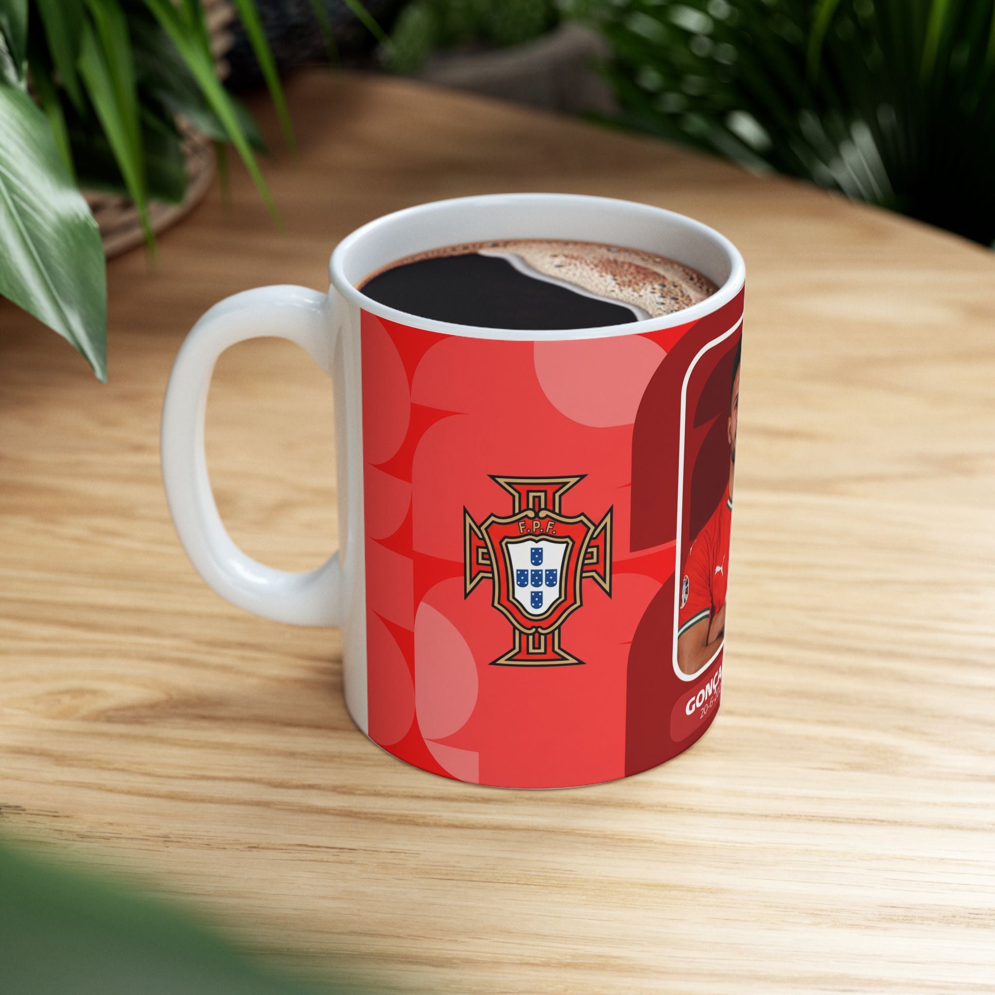 Portugal Soccer Player Goncalo Ramos Ceramic Mug (11oz, 15oz), World Cup 2026 Mugs